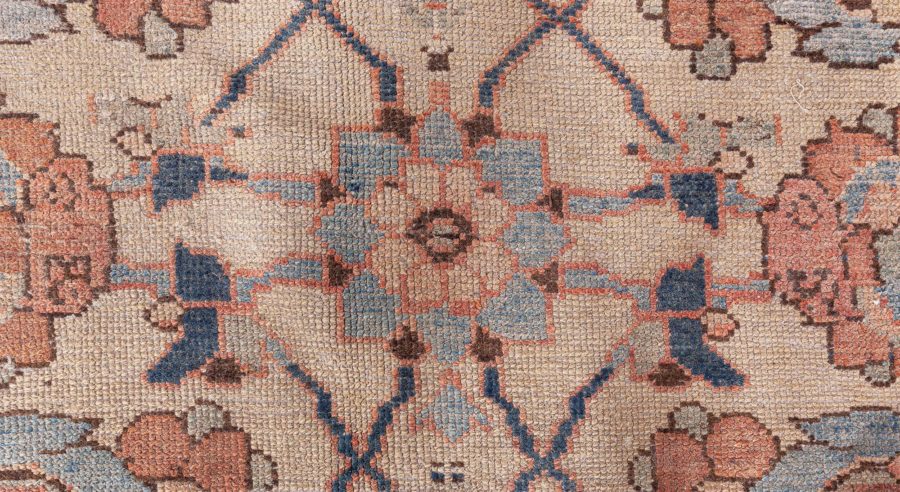Neutral Beige Soft Blues and Pinks Antique Persian Malayer Rug BB8567