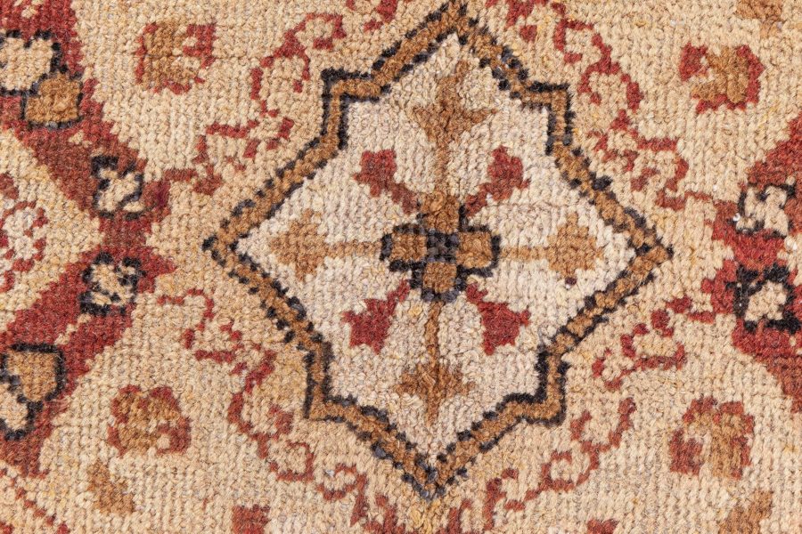 Antique Indian Amritsar Beige and Brown Handmade Wool Carpet BB8570