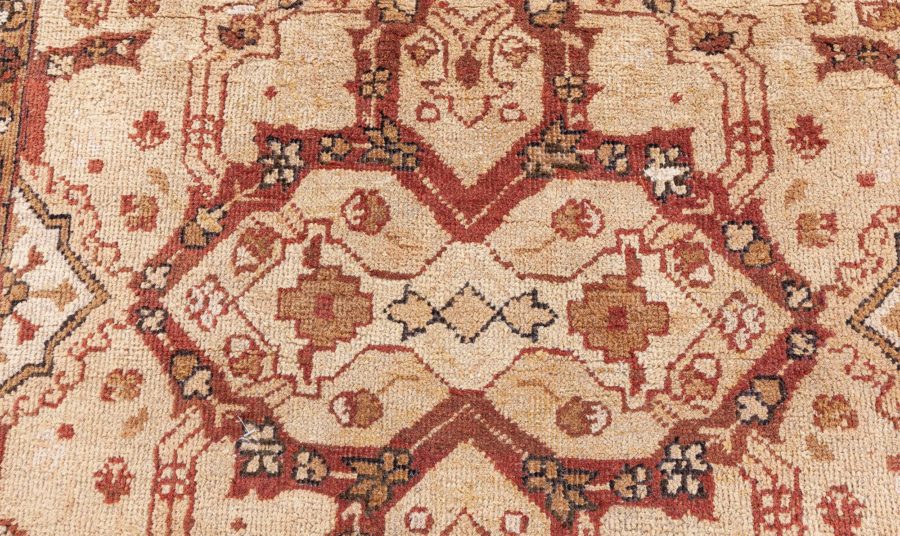 Antique Indian Amritsar Beige and Brown Handmade Wool Carpet BB8570