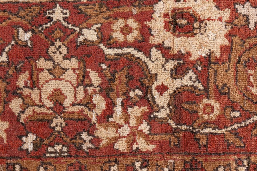 Antique Indian Amritsar Beige and Brown Handmade Wool Carpet BB8570
