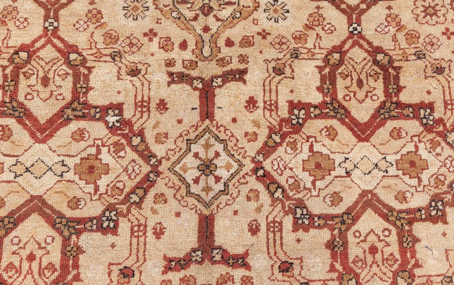 Antique Indian Amritsar Beige and Brown Handmade Wool Carpet BB8570