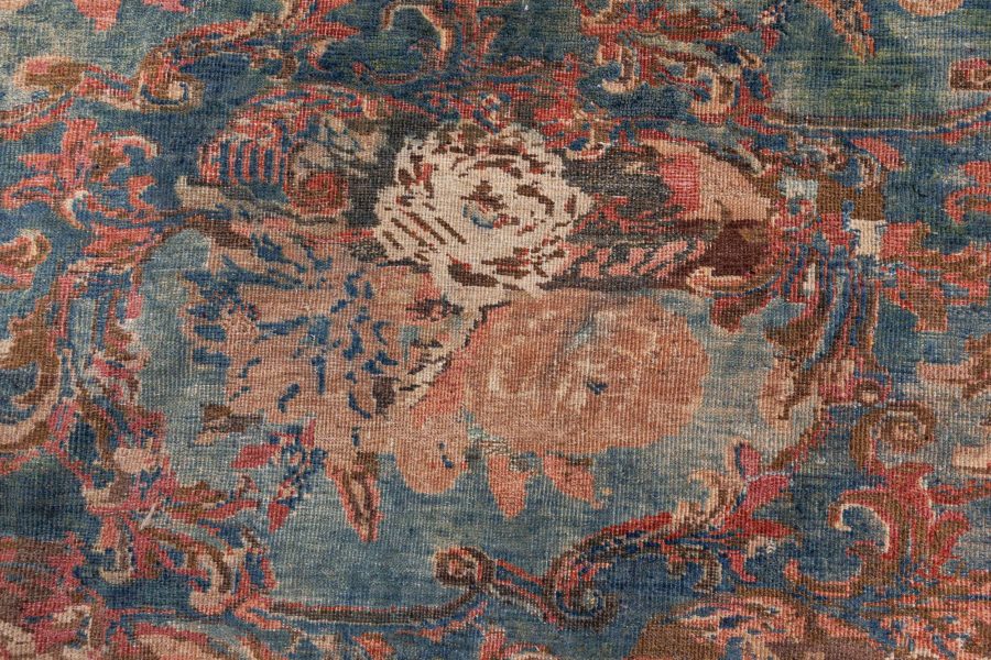 One-of-a-kind Antique Persian Tabriz Botanic Handmade Wool Carpet BB8571