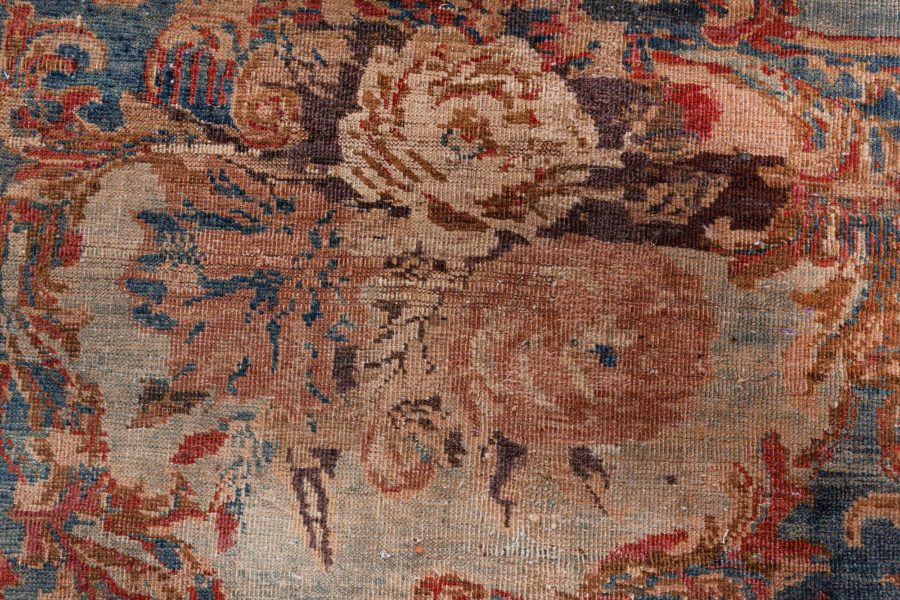 One-of-a-kind Antique Persian Tabriz Botanic Handmade Wool Carpet BB8571