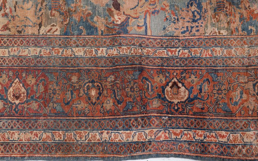 One-of-a-kind Antique Persian Tabriz Botanic Handmade Wool Carpet BB8571