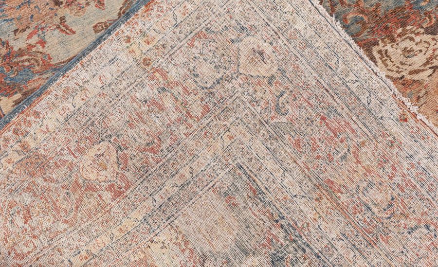 One-of-a-kind Antique Persian Tabriz Botanic Handmade Wool Carpet BB8571