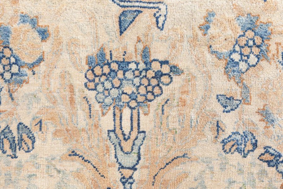 Fine Antique Persian Kirman Beige, Blue Handmade Wool Rug BB8584