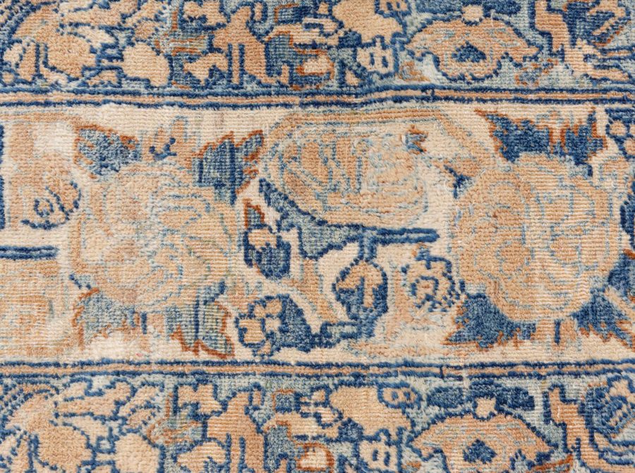 Fine Antique Persian Kirman Beige, Blue Handmade Wool Rug BB8584