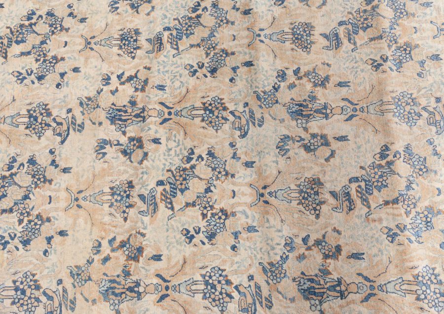 Fine Antique Persian Kirman Beige, Blue Handmade Wool Rug BB8584