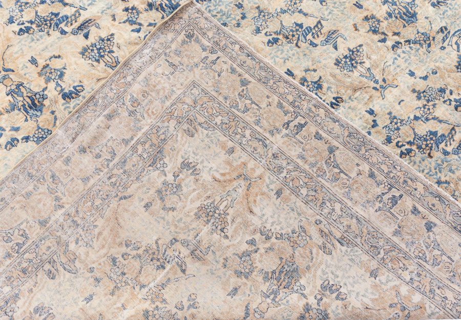 Fine Antique Persian Kirman Beige, Blue Handmade Wool Rug BB8584