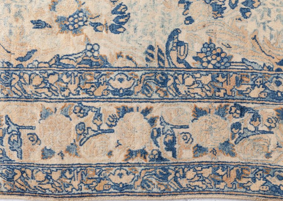 Fine Antique Persian Kirman Beige, Blue Handmade Wool Rug BB8584