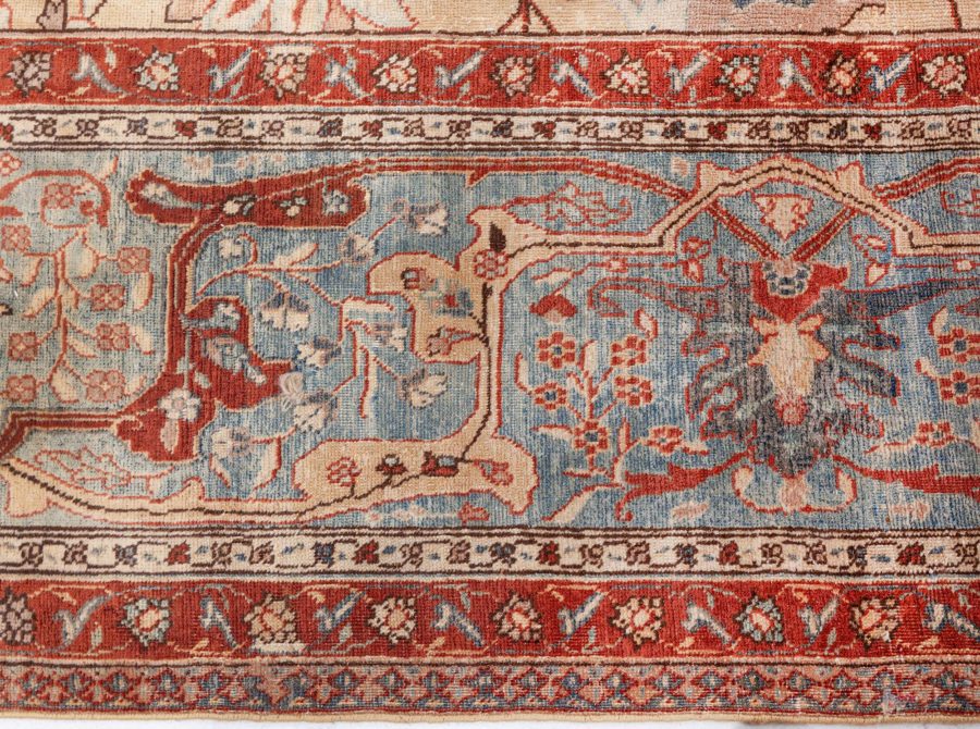 Antique Persian Tabriz Botanic Handmade Wool Rug BB8585