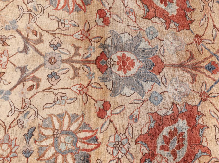 Antique Persian Tabriz Botanic Handmade Wool Rug BB8585