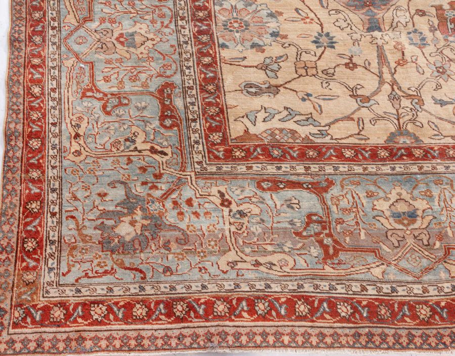 Antique Persian Tabriz Botanic Handmade Wool Rug BB8585
