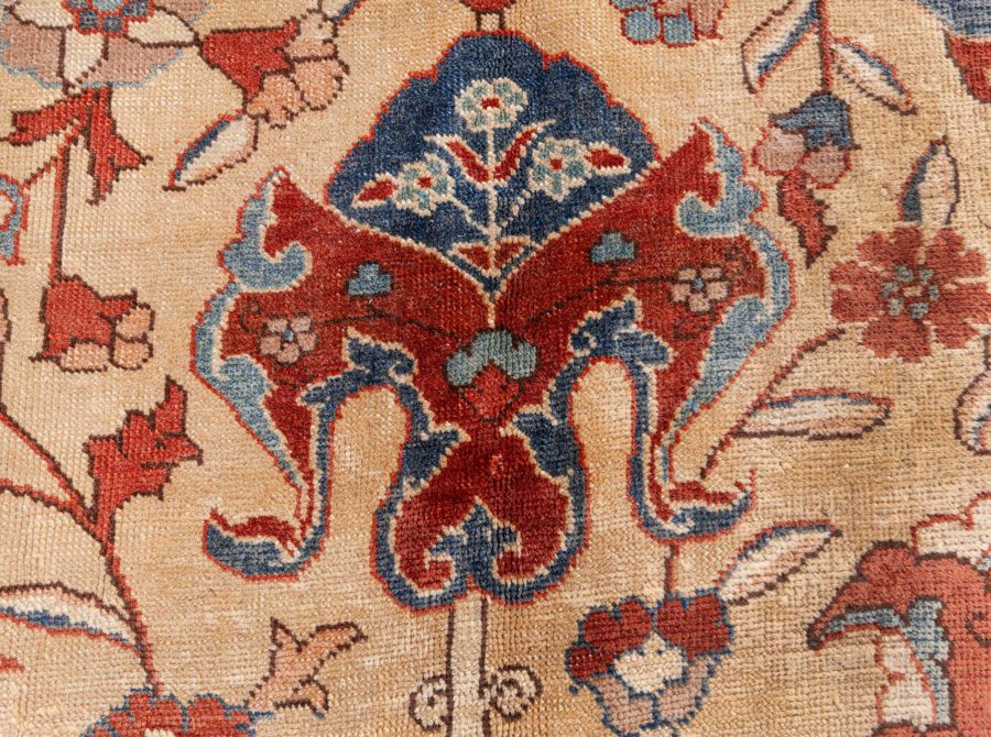 Antique Persian Tabriz Botanic Handmade Wool Rug BB8585