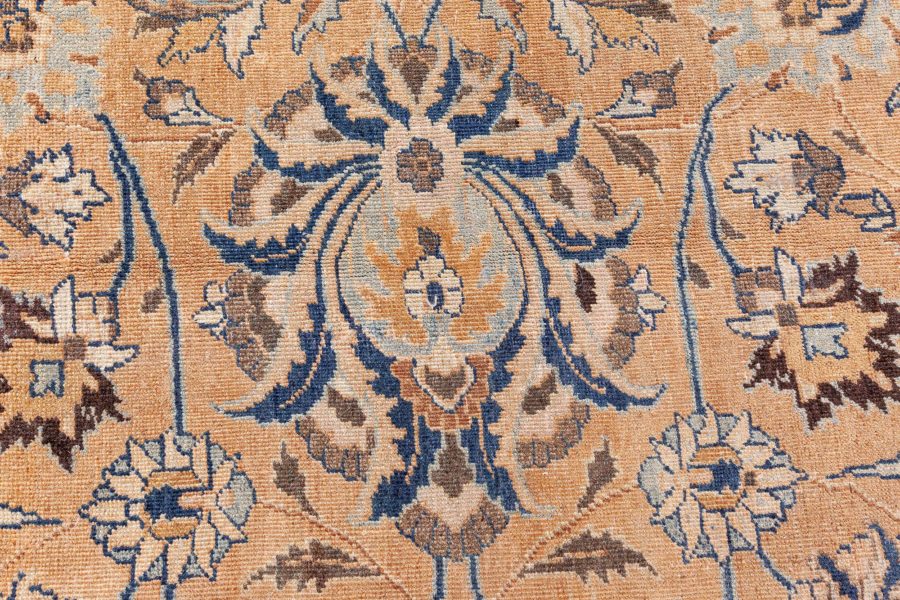Antique Persian Tabriz Orange Handmade Wool Rug BB8587