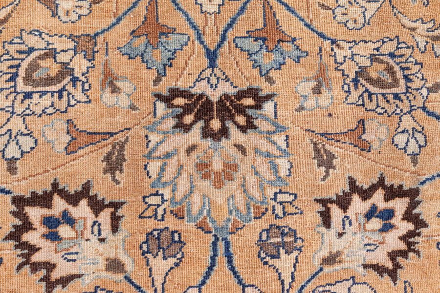 Antique Persian Tabriz Orange Handmade Wool Rug BB8587