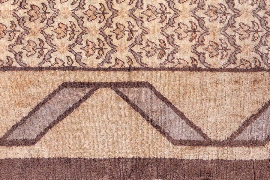 Mid-20th century Turkish Hereke Camel and Brown Handwoven Wool Rug BB8599