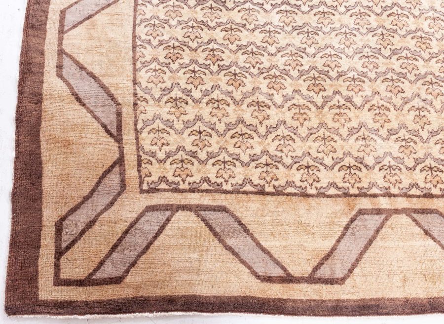 Mid-20th century Turkish Hereke Camel and Brown Handwoven Wool Rug BB8599