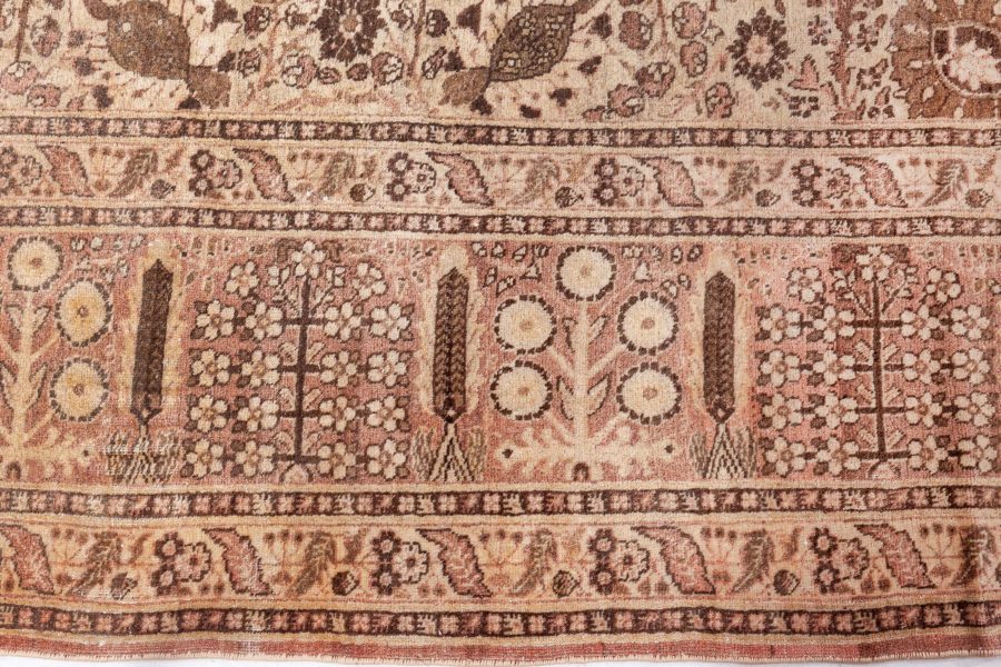 Early 20th Century Persian Tabriz Handwoven Wool Rug in Caramel & Salmon Shades BB8605