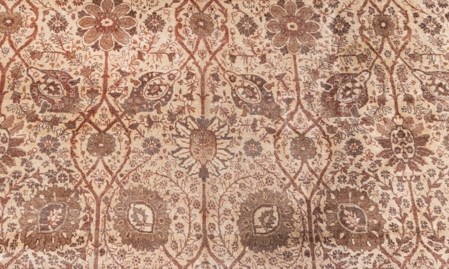 Early 20th Century Persian Tabriz Handwoven Wool Rug in Caramel & Salmon Shades BB8605