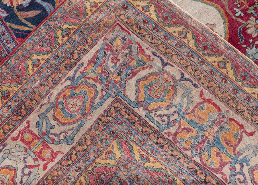Beige Oversized Antique Persian Kirman Rug BB8615