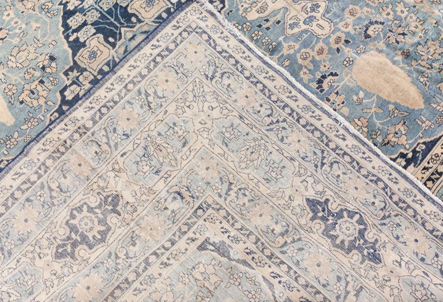 Oversized Antique Indian Botanic Handmade Wool Rug (Size Adjusted) BB8617