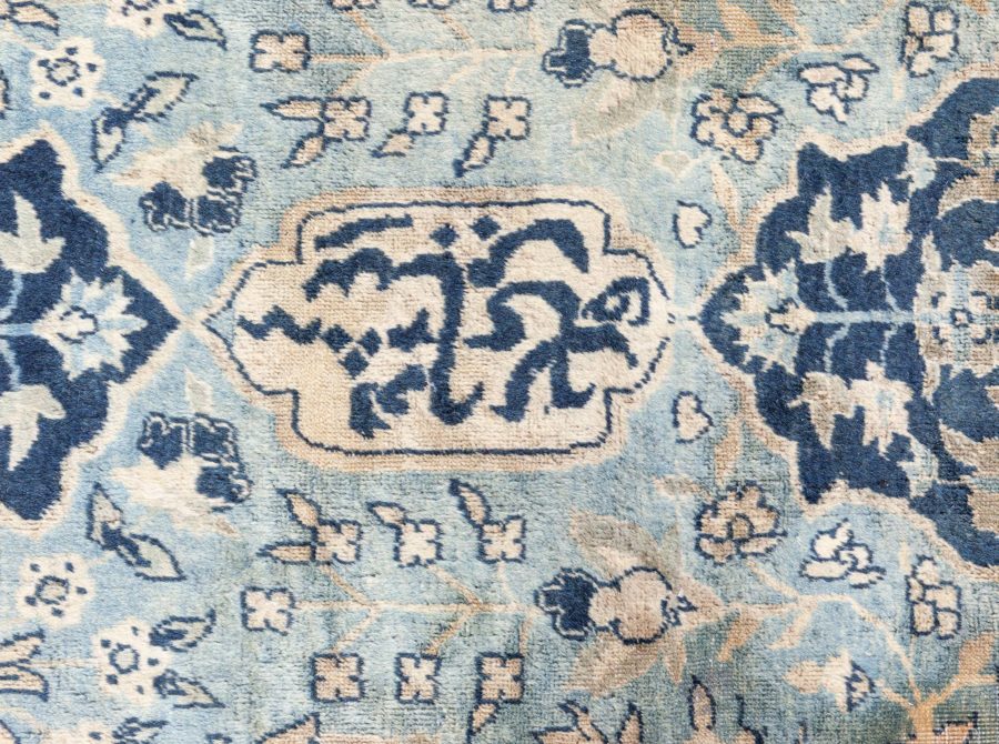 Oversized Antique Indian Botanic Handmade Wool Rug (Size Adjusted) BB8617