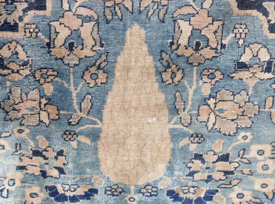 Oversized Antique Indian Botanic Handmade Wool Rug (Size Adjusted) BB8617