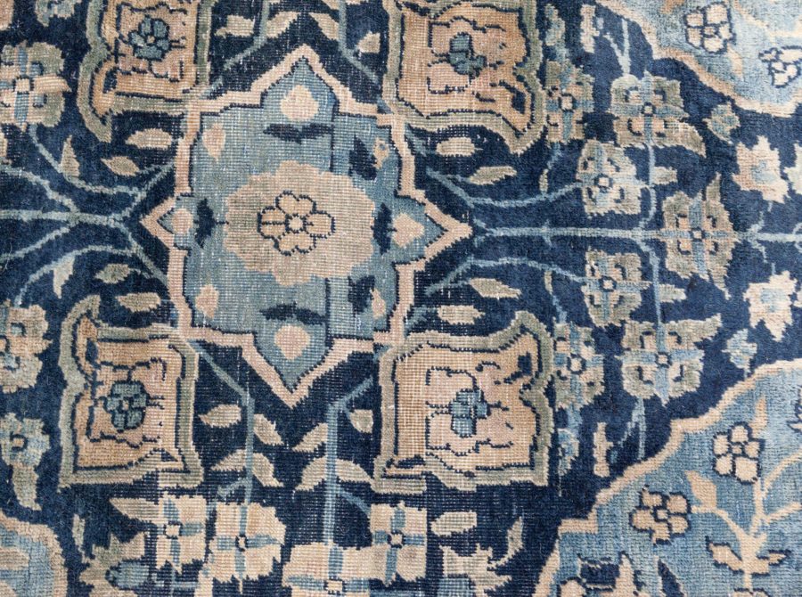 Oversized Antique Indian Botanic Handmade Wool Rug (Size Adjusted) BB8617