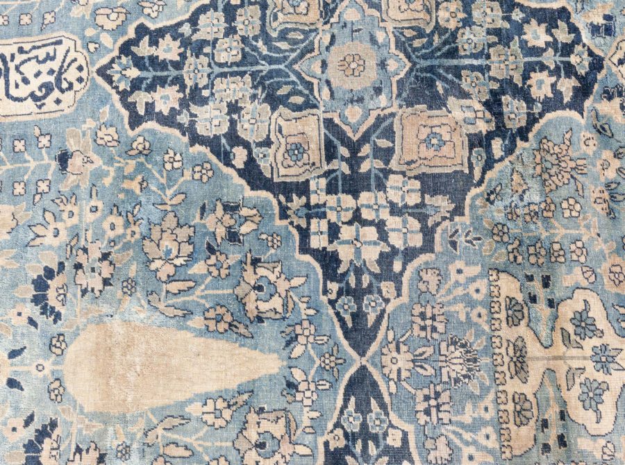 Oversized Antique Indian Botanic Handmade Wool Rug (Size Adjusted) BB8617