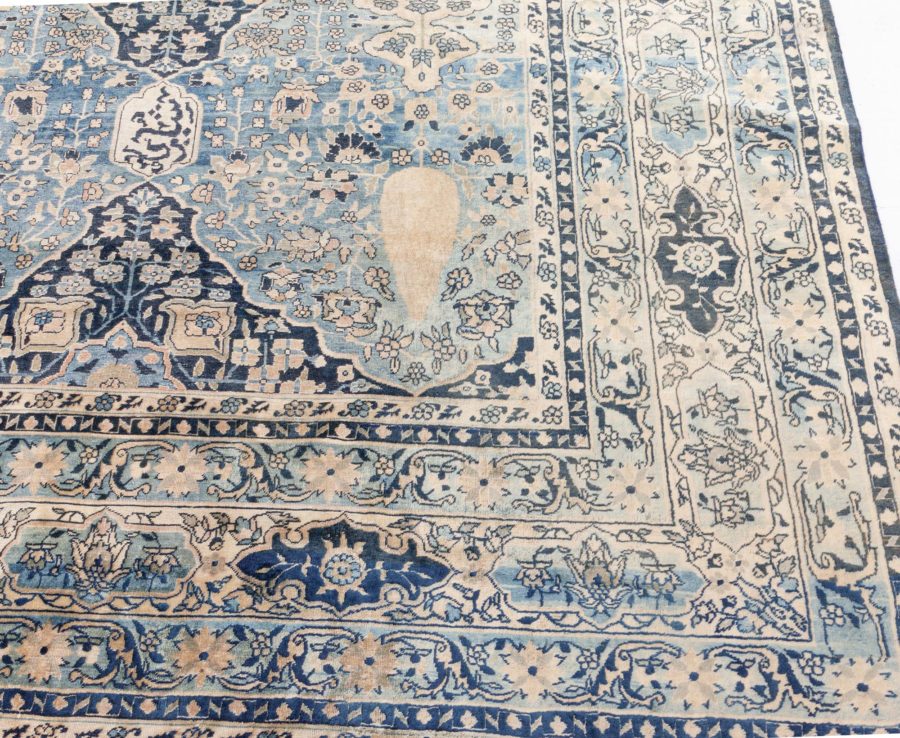 Oversized Antique Indian Botanic Handmade Wool Rug (Size Adjusted) BB8617