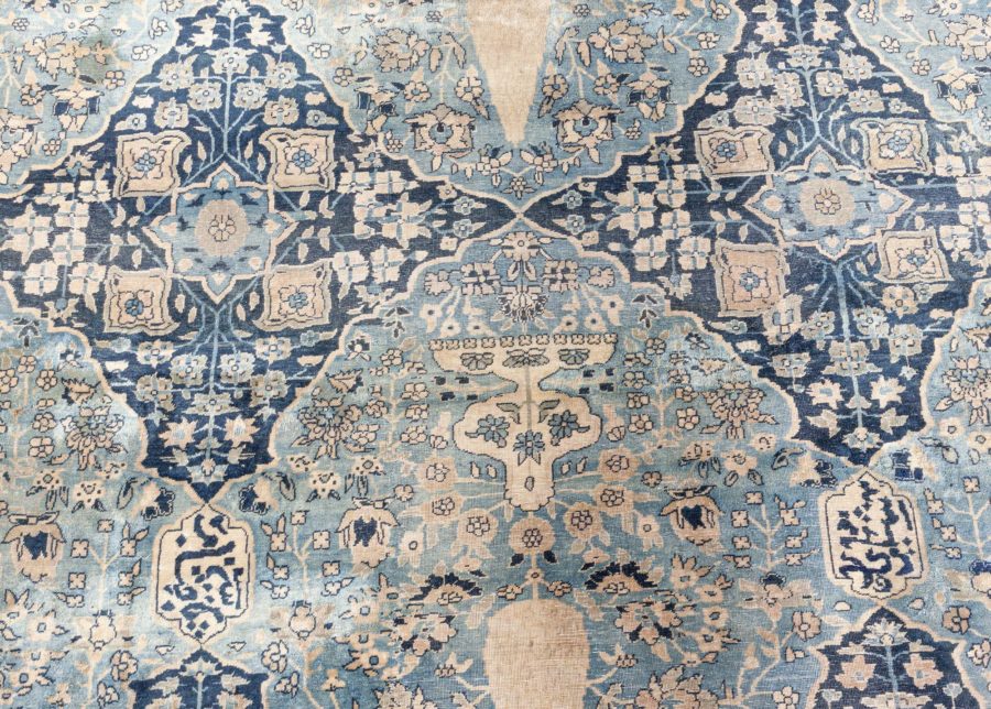 Oversized Antique Indian Botanic Handmade Wool Rug (Size Adjusted) BB8617