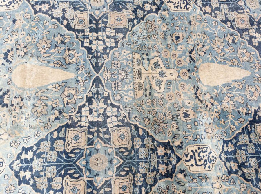 Oversized Antique Indian Botanic Handmade Wool Rug (Size Adjusted) BB8617