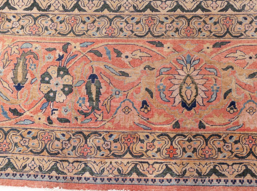 Authentic 19th Century Persian Tabriz Handmade Wool Rug BB8621