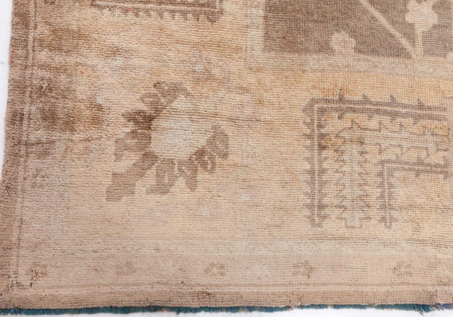 Dusty Shades of Yellow, Beige, Brown and Taupe Antique Turkish Oushak Wool Rug BB8644