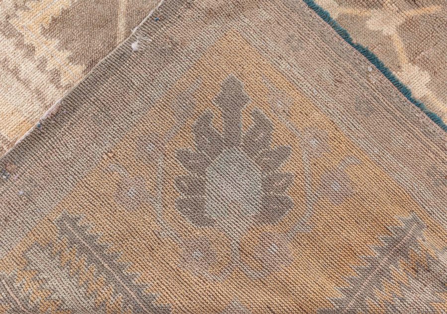 Dusty Shades of Yellow, Beige, Brown and Taupe Antique Turkish Oushak Wool Rug BB8644