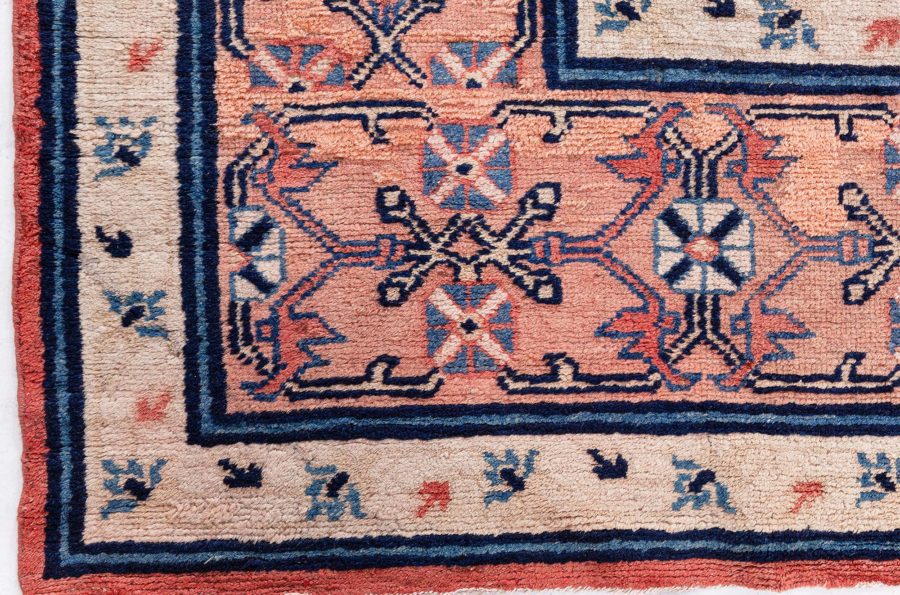 19th Century Central Asian Khotan Samarkand Handwoven Wool Carpet BB8694