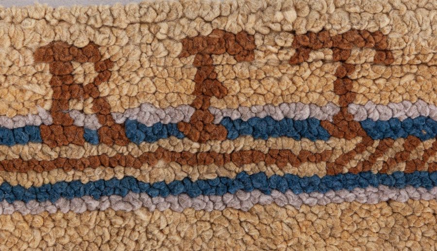 Vintage Spanish Yellow, Blue Handmade Wool Rug BB8734