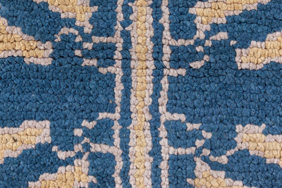 Vintage Spanish Yellow, Blue Handmade Wool Rug BB8734