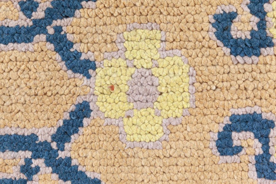Vintage Spanish Yellow, Blue Handmade Wool Rug BB8734
