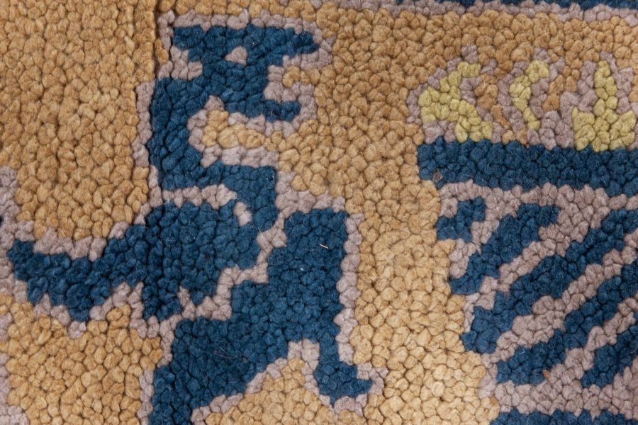 Vintage Spanish Yellow, Blue Handmade Wool Rug BB8734