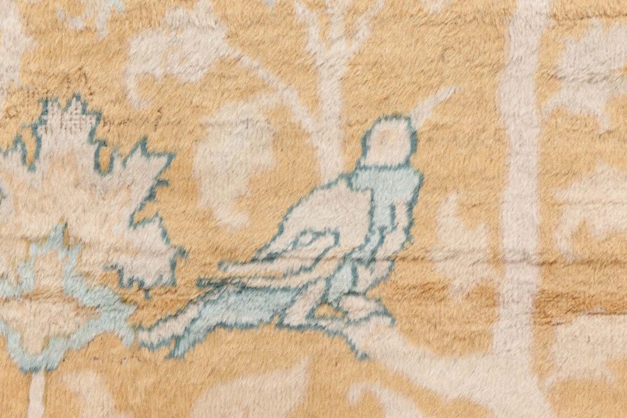 Authentic Indian Animal Design, Orange, Handmade Wool Carpet BB8739