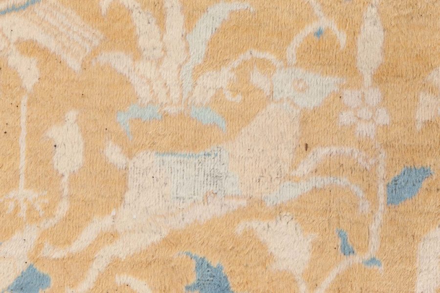 Authentic Indian Animal Design, Orange, Handmade Wool Carpet BB8739