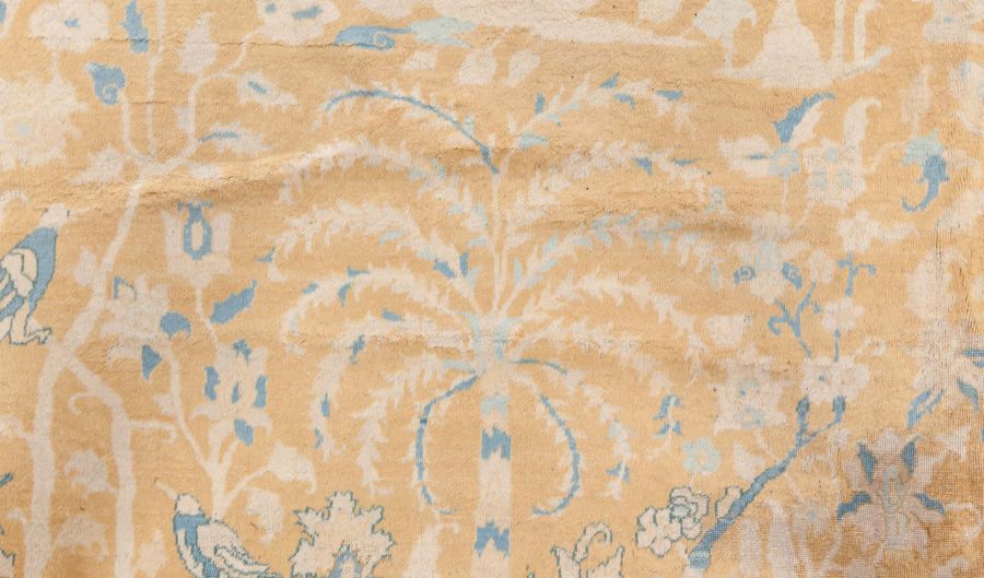 Authentic Indian Animal Design, Orange, Handmade Wool Carpet BB8739