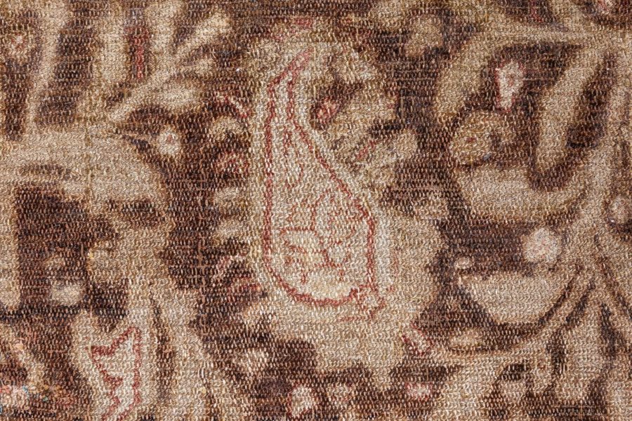 19th Century Senneh Persian Brown Handmade Wool Rug BB8747