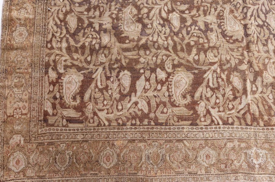 19th Century Senneh Persian Brown Handmade Wool Rug BB8747