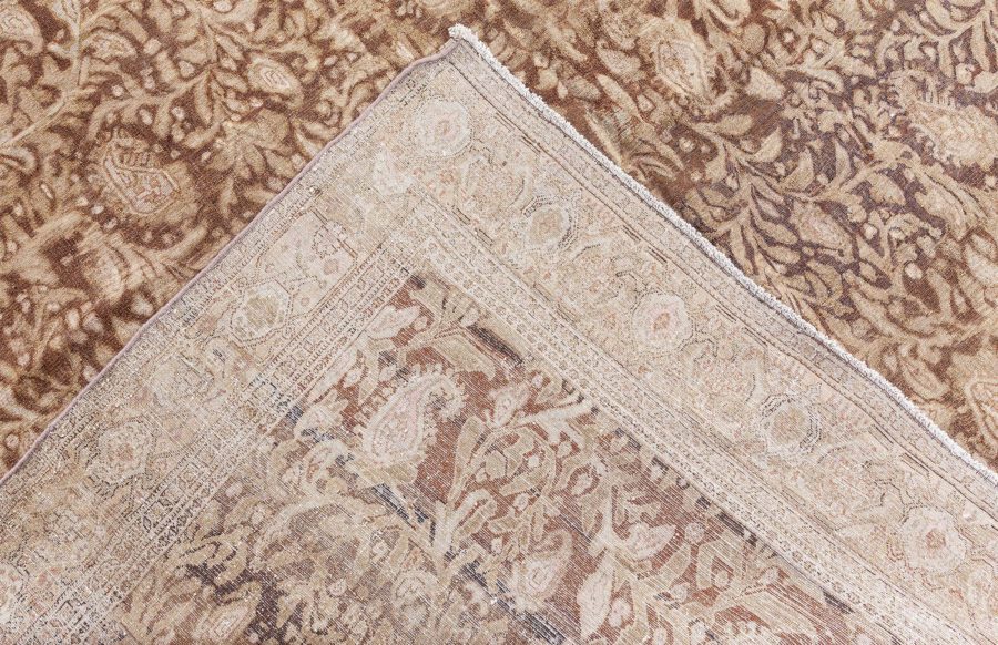 19th Century Senneh Persian Brown Handmade Wool Rug BB8747