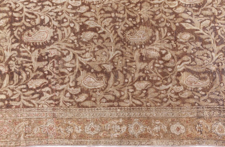 19th Century Senneh Persian Brown Handmade Wool Rug BB8747