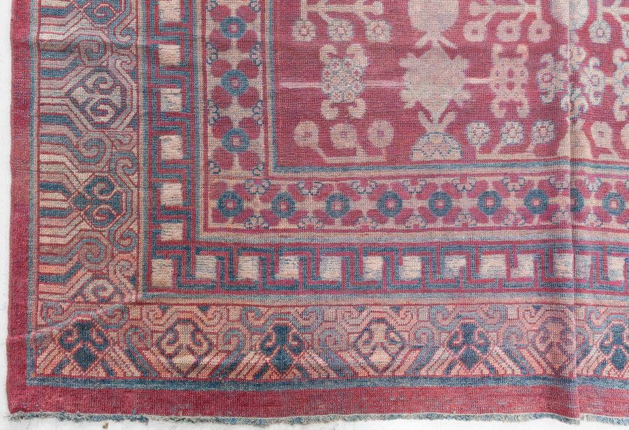 Authentic 19th Century Red Silk Samarkand (Khotan) Rug BB8750