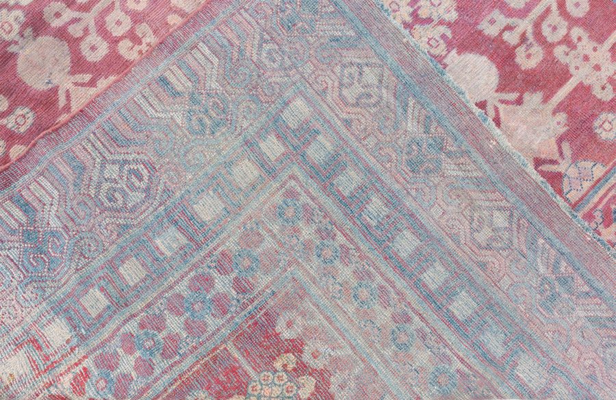 Authentic 19th Century Red Silk Samarkand (Khotan) Rug BB8750